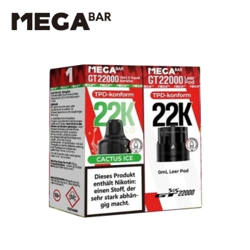 Mega Bar GT 22000  - Cactus Ice - Prefilled Pod-Liquid 20mg